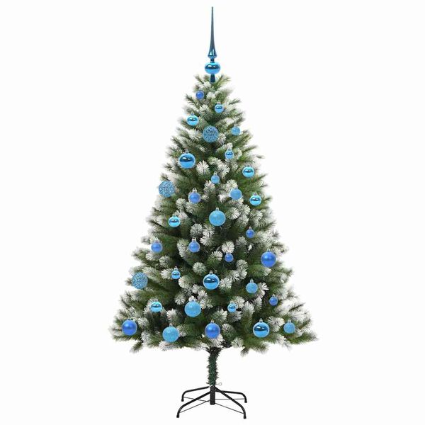 vidaXL Artificial Hinged Christmas Tree with Flocked Snow 150 cm