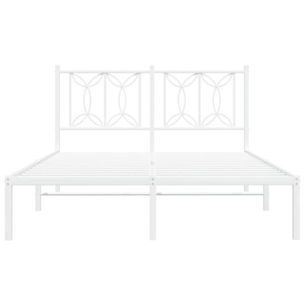 vidaXL Metal Bed Frame without Mattress with Headboard White 140x190cm