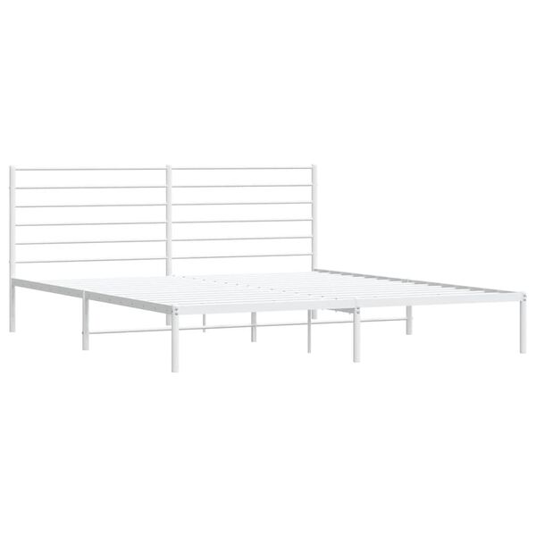 vidaXL Metal Bed Frame without Mattress with Headboard White 180x200cm