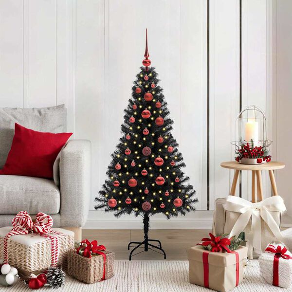 vidaXL Christmas Tree with 150 LEDs with Stand Black 120 cm PVC