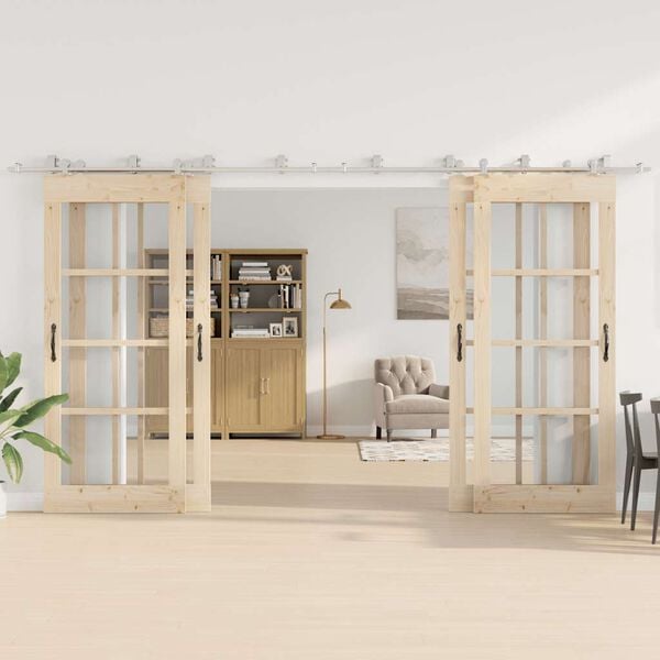 vidaXL Sliding Door Hardware Kit 400 cm Stainless Steel Silver