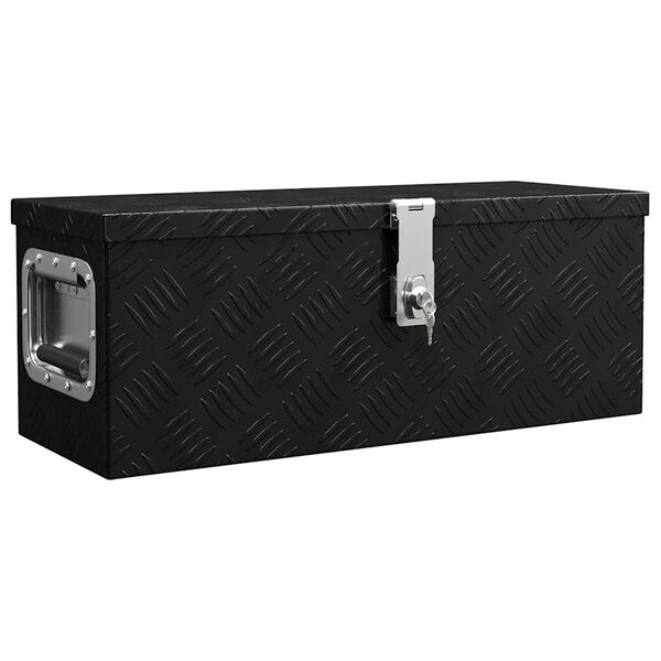 vidaXL Storage Box Black 60x23.5x23 cm Aluminium