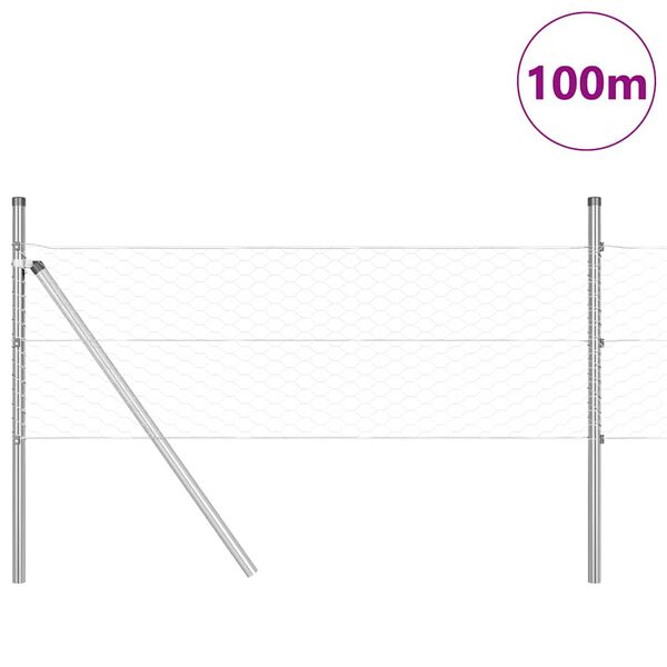 vidaXL Fence Post Silver 100 x 0.4 m (36 mm mesh) Steel