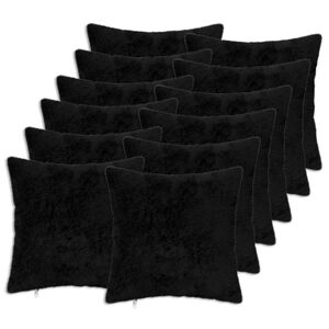 vidaXL Cushion Cover 12 pcs HEERLEN Black 45 x 45 cm Faux Rabbit Fur