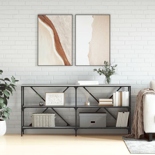 vidaXL Console Table Grey Sonoma 160x30x75 cm Engineered Wood and Iron
