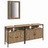 vidaXL Bathroom Vanity Units with Shelf 3 pcs Brown Engineered wood