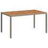 vidaXL Garden Table 150x90x75 cm Poly Rattan and Acacia Wood Grey