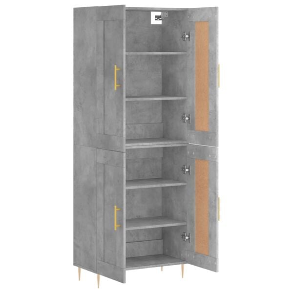 vidaXL Highboard Concrete Grey 69.5x34x180 cm Engineered Wood