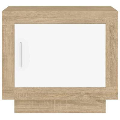 vidaXL Coffee Table White and Sonoma Oak 51x50x45 cm Engineered Wood