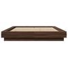 vidaXL Bed Frame with LED Lights without Mattress Brown Oak 135x190cm