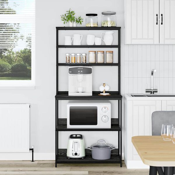 vidaXL Kitchen Shelf Black Oak 80 x 40 x 168 cm Engineered Wood