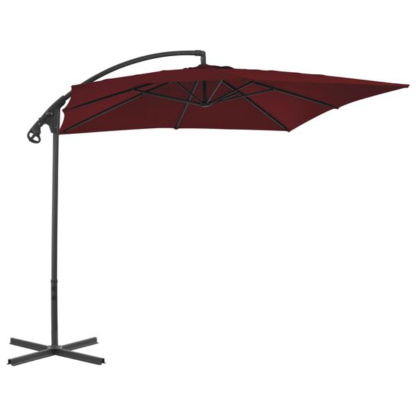 vidaXL Cantilever Garden Parasol with Steel Pole 250x250 cm Wine Red