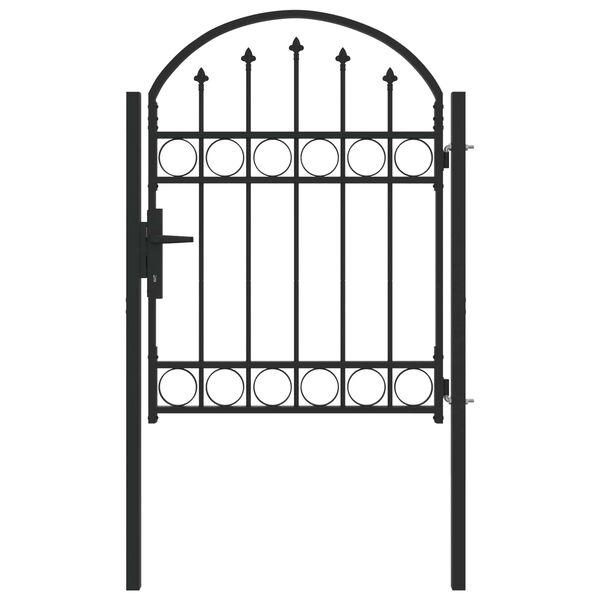 vidaXL Fence Gate Assen with Arched Top Steel 102x125 cm Black