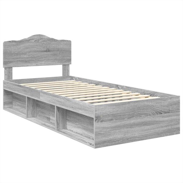 vidaXL Bed Frame Grey Sonoma 90 x 190 cm Solid Pine Wood