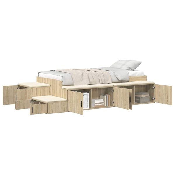 vidaXL Storage Bed Frame with Storage Sonoma Oak 75 cm Engineered Wood
