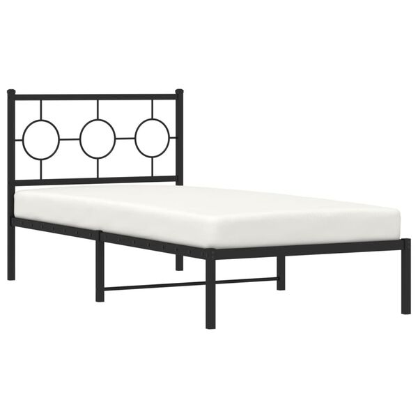 vidaXL Metal Bed Frame without Mattress with Headboard Black 90x190cm