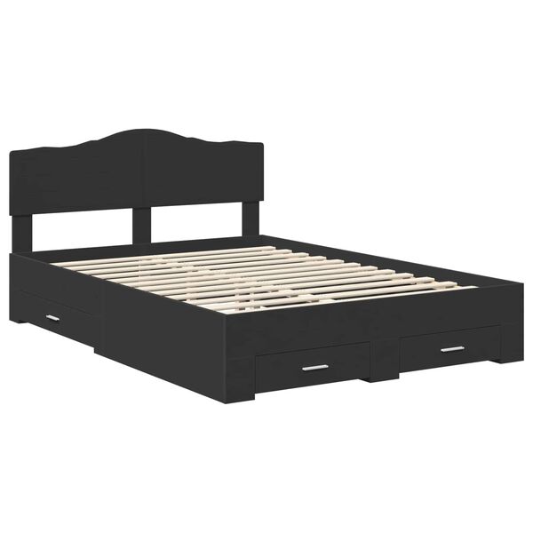 vidaXL Bed Frame with Headboard Black 140 x 190 cm Engineered Wood
