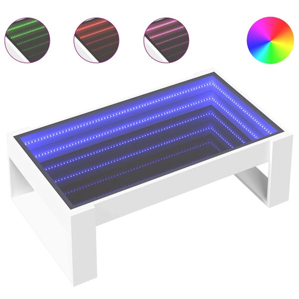 vidaXL Coffee Table with Infinity LED White 90x53x30 cm