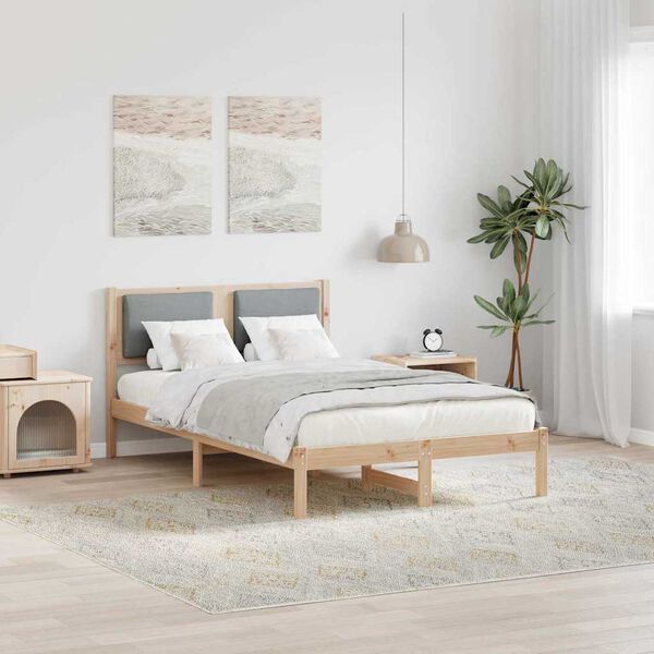 vidaXL Bed Frame Light Grey 120 x 190 cm Solid Pine Wood