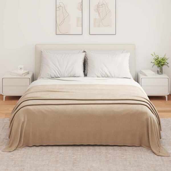 vidaXL Throw Blanket Camel 350 x 270 cm Fleece