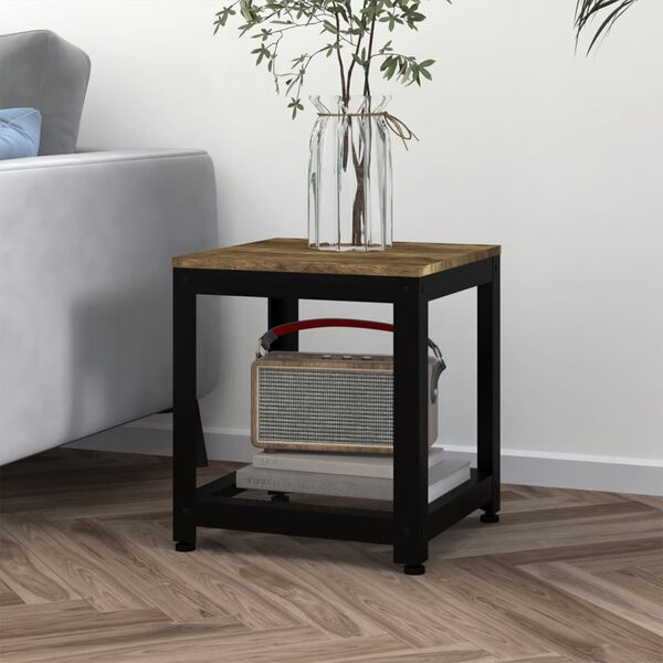 vidaXL Side Table Dark Brown and Black 40x40x45 cm MDF and Iron