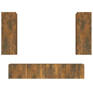 vidaXL 4 Piece TV Cabinet Set Smoked Oak Engineered Wood