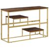 vidaXL Console Table Gold Stainless Steel and Solid Sleeper Wood