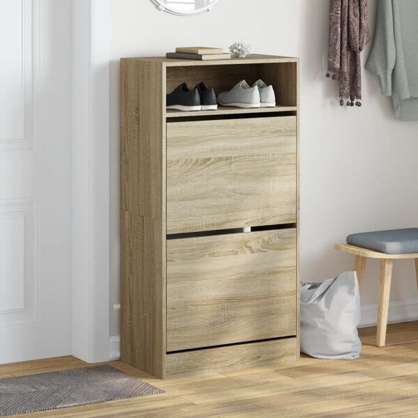 vidaXL Shoe Cabinet Sonoma Oak 60x34x116 cm Engineered Wood
