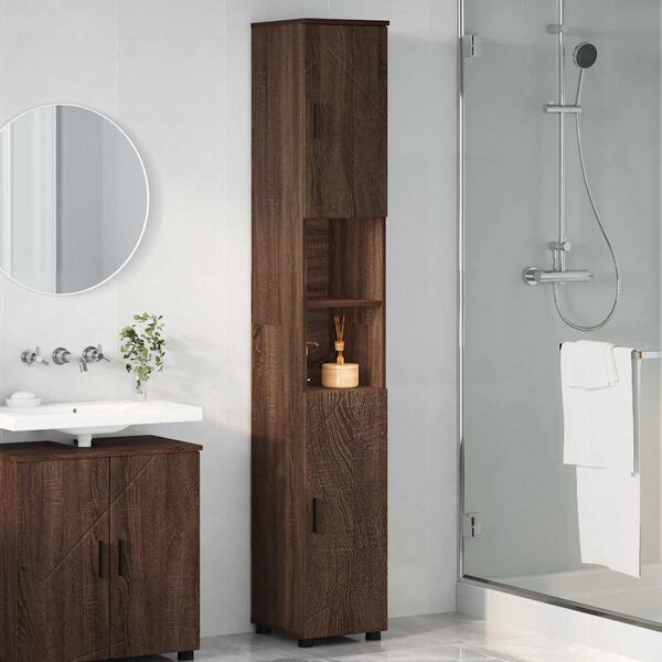 vidaXL Bathroom Cabinet with Storage Brown Oak 30 x 35 x 192 cm