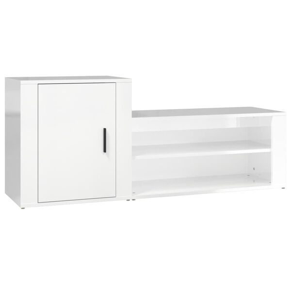 vidaXL Shoe Cabinet High Gloss White 130x35x54 cm Engineered Wood