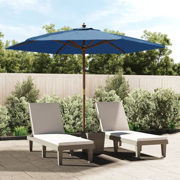 vidaXL Garden Parasol with Wooden Pole Azure Blue 299x240 cm