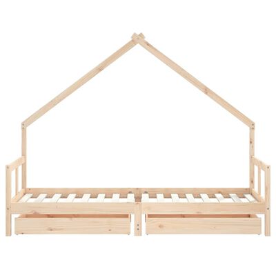 vidaXL Kids Bed Frame with Drawers 80x200 cm Solid Wood Pine