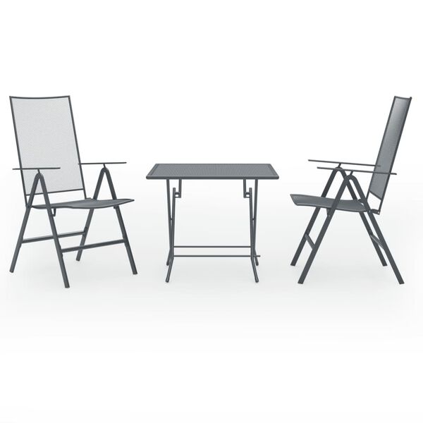 vidaXL 3 Piece Garden Dining Set Steel Anthracite