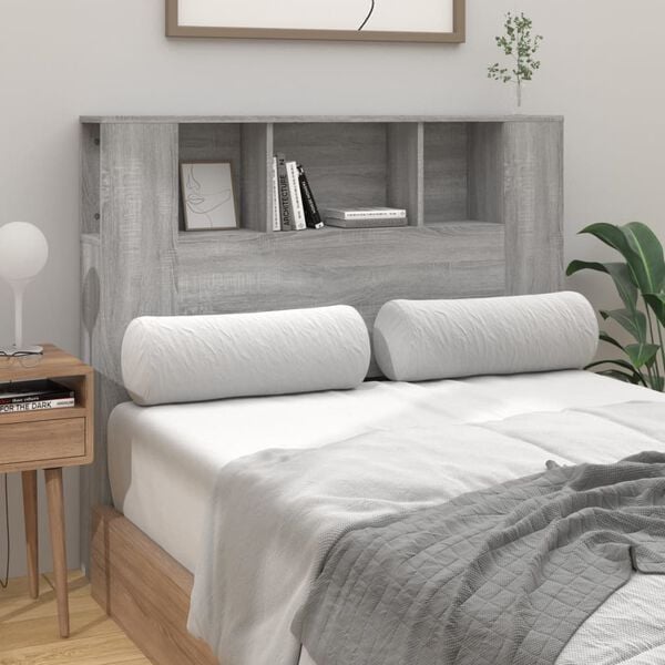 vidaXL Headboard Cabinet Grey Sonoma 120x18.5x102.5 cm
