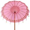 vidaXL Balinese Parasol Pink 215 x 215 x 260 cm Cotton and solid wood