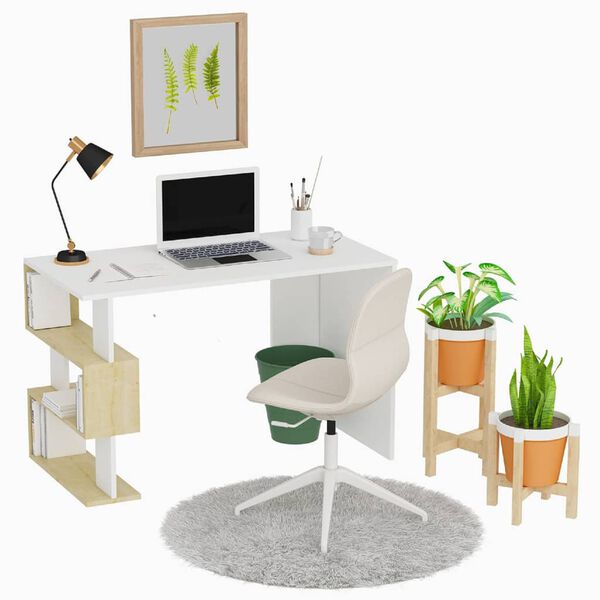 Homemania Computer Desk Patara 120x60x75 cm White and Oak