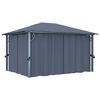 vidaXL Gazebo with Curtain&LED String Lights 4x3 m Anthracite Aluminium