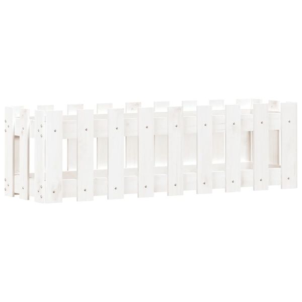 vidaXL Garden Raised Bed with Fence Design White 100x30x30 cm Solid Wood Pine