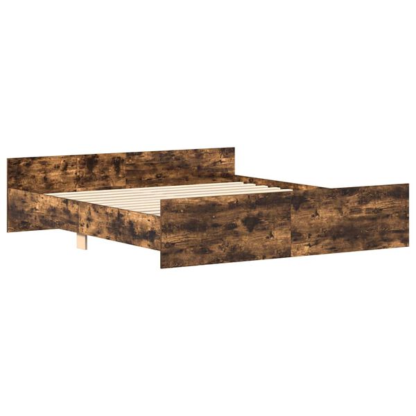 vidaXL Bed Frame without Mattress Smoked Oak 180x200 cm Super King