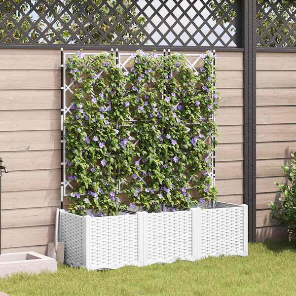 vidaXL Garden Planter 3 pcs White 120 x 40 x 143 cm Steel