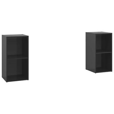 vidaXL TV Cabinets 2 pcs High Gloss Black 72x35x36.5 cm Engineered Wood