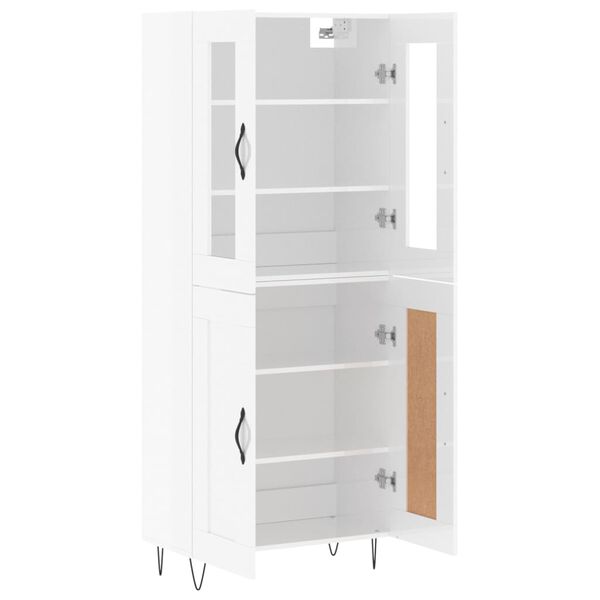 vidaXL Highboard High Gloss White 69.5x34x180 cm Engineered Wood
