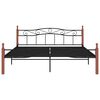 vidaXL Bed Frame without Mattress Black Metal&Solid Oak Wood 200x200 cm