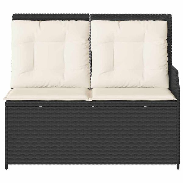 vidaXL Garden Bench with Cushion Black Poly rattan