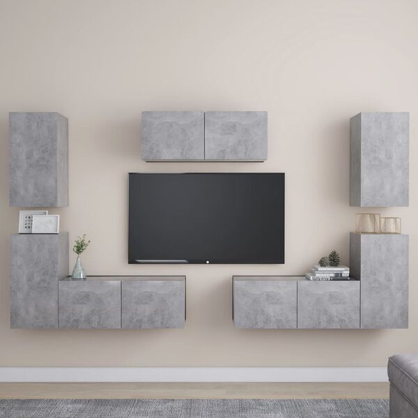 vidaXL 7 Piece TV Cabinet Set Concrete Grey Engineered Wood