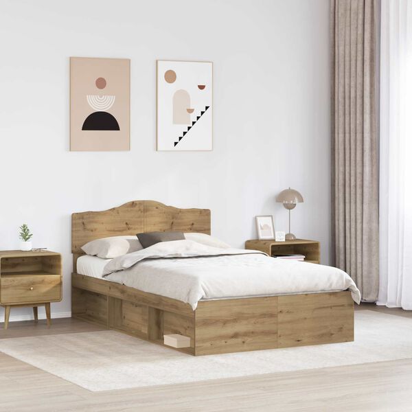 vidaXL Bed Frame Artisian Oak 120 x 190 cm Solid Pine Wood