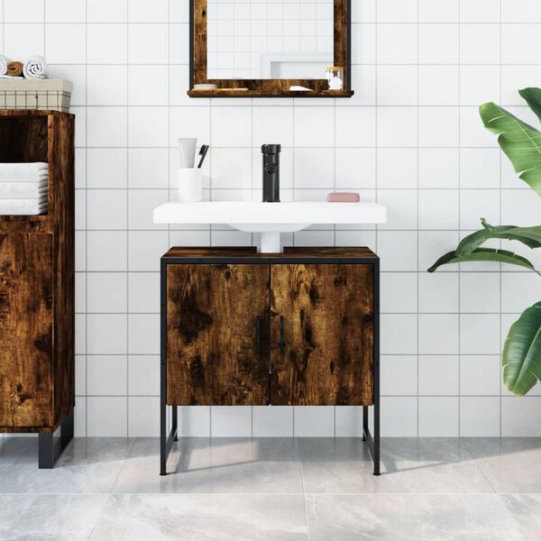vidaXL Bathroom Sink Cabinet Smoked Oak 60x33x60 cm Engineered Wood
