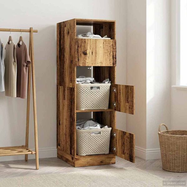 vidaXL Laundry Cabinet with Storage with Door Old Wood Engineered wood