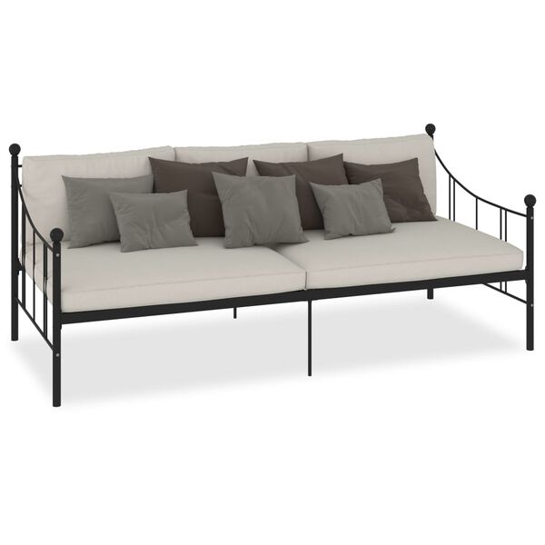 vidaXL DayBed Frame without Mattress Black Metal 90x200 cm