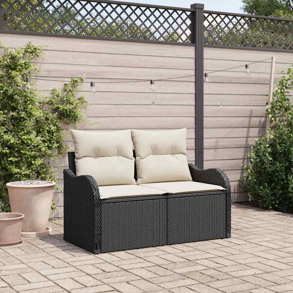 vidaXL Garden Sofa Black 121 x 62 x 69cm Poly Rattan